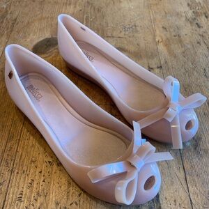 Melissa Women’s Light Pink Bow Peep-Toe Flats